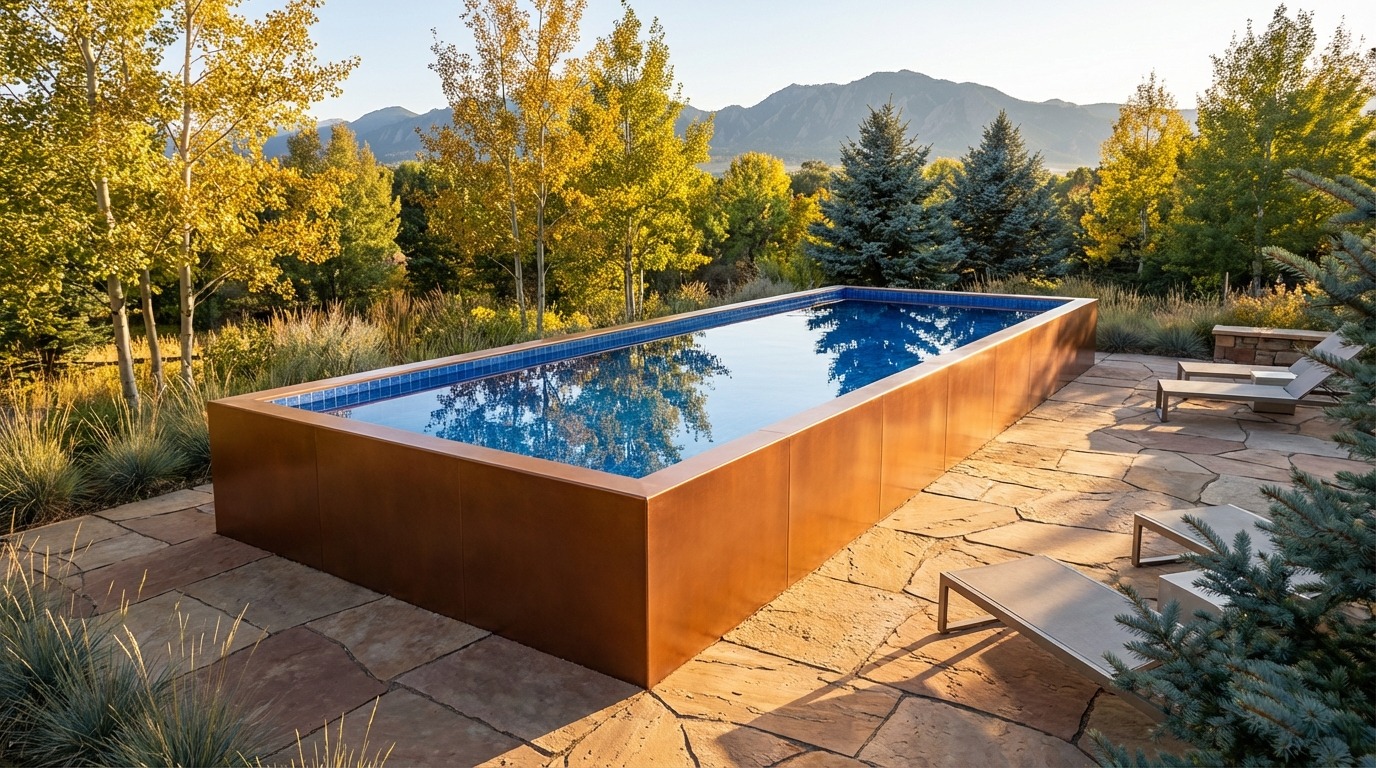 16 x 40 Espresso Copper Blue Matrix Architectural Pool