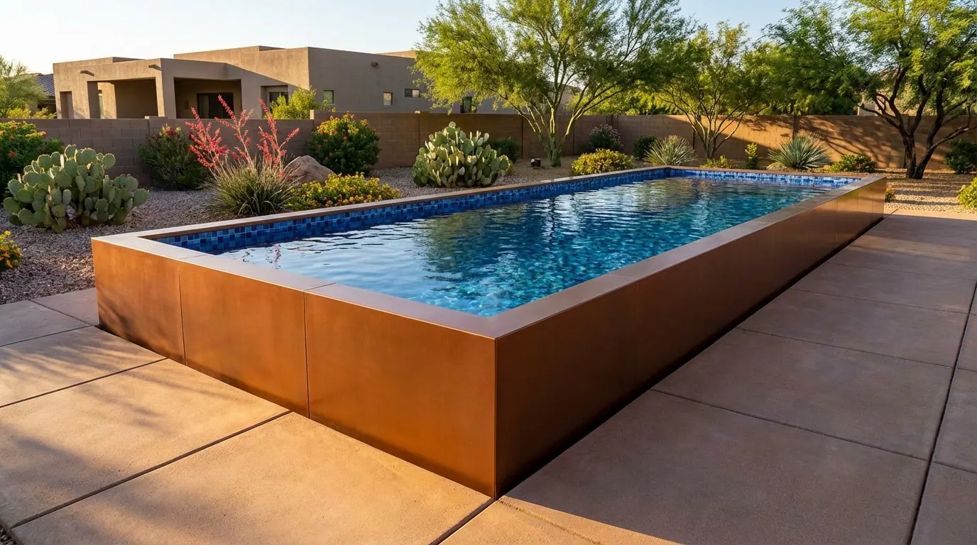 16 x 40 Espresso Copper Mystic Blue Architectural Pool