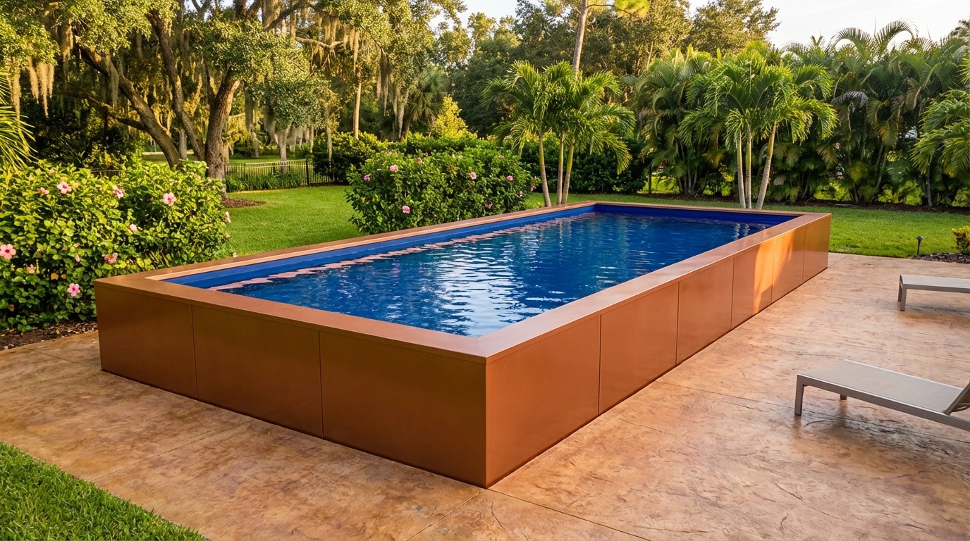 16 x 40 Espresso Copper Deep Sea Blue Architectural Pool
