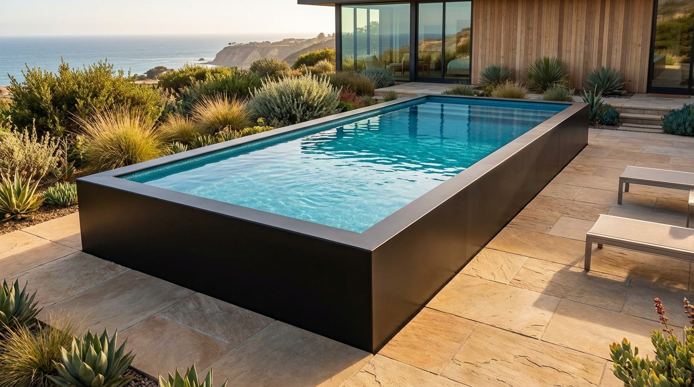 16 x 40 Midnight Black Blue Topaz Architectural Pool