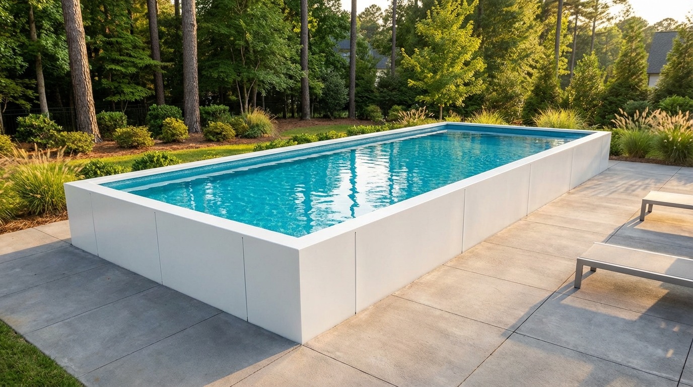 16 x 40 Alpine White Blue Topaz Architectural Pool