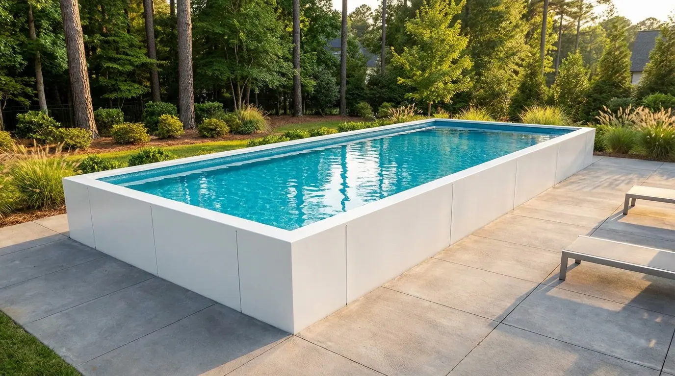 16 x 40 Alpine White Blue Topaz Architectural Pool