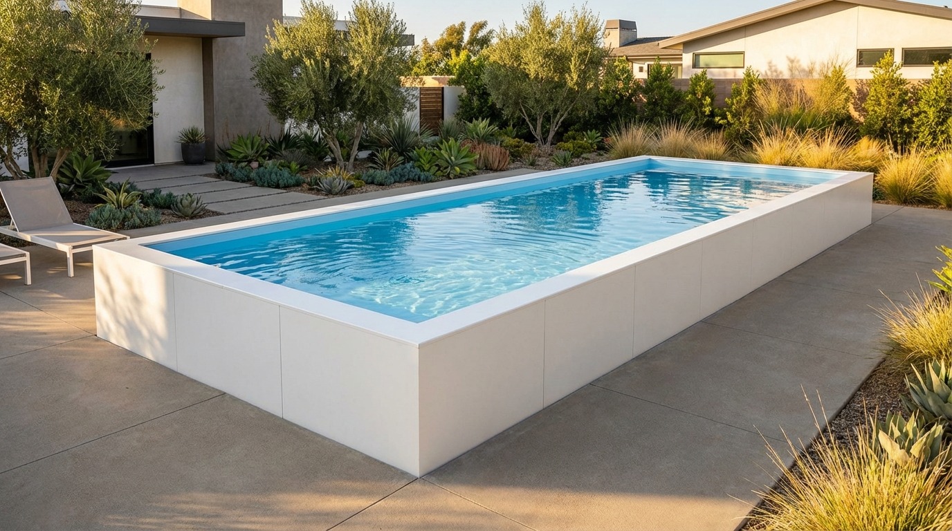 16 x 40 Alpine White Aqua Blue Architectural Pool