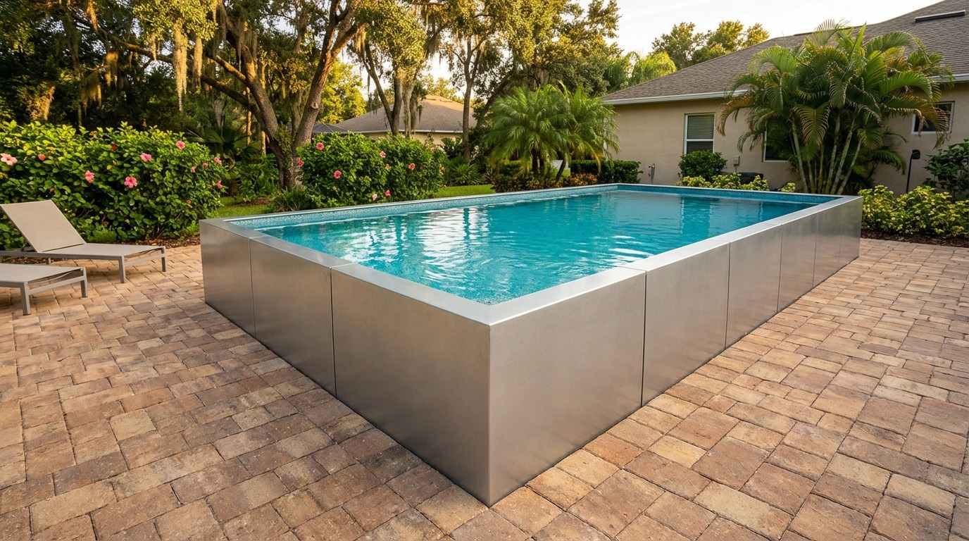 16 x 40 Platinum Silver Blue Topaz Architectural Pool