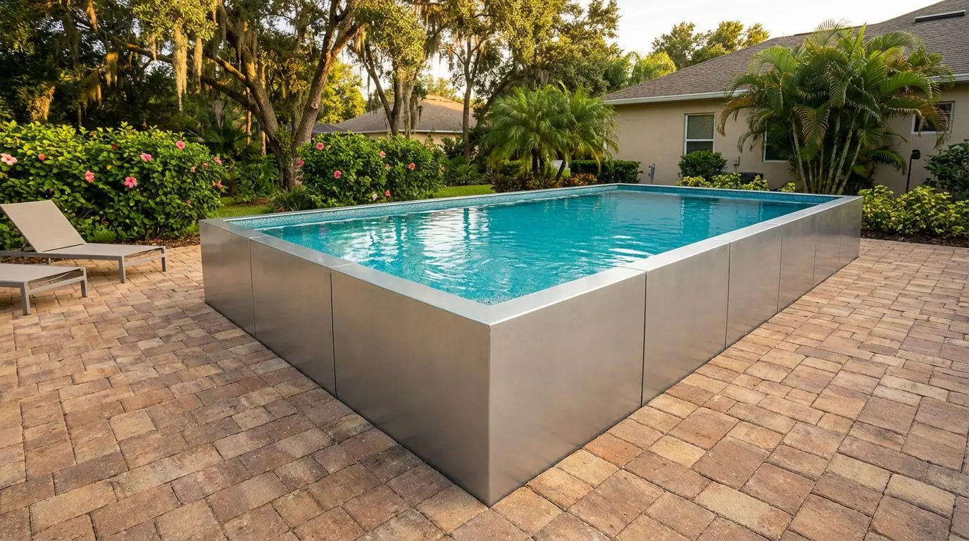 16 x 40 Platinum Silver Blue Topaz Architectural Pool