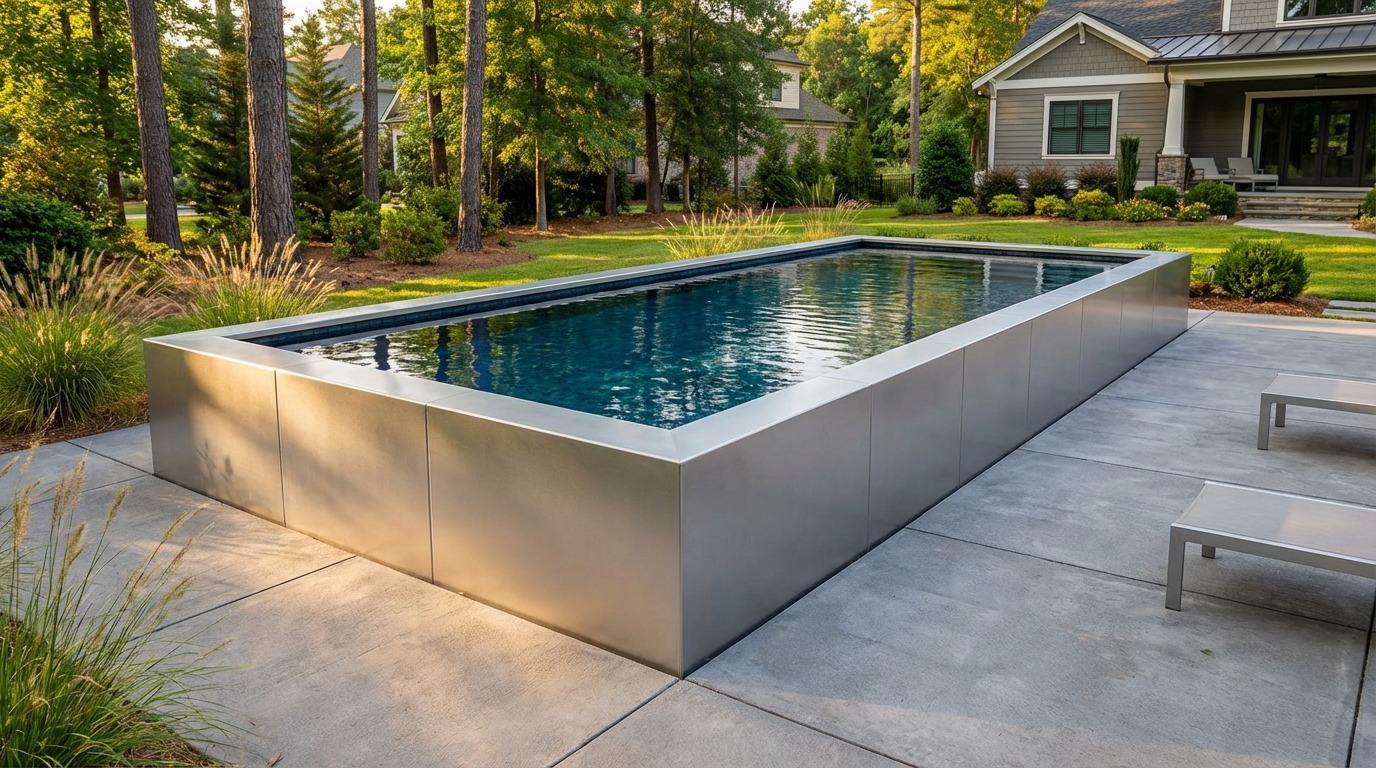 16 x 40 Platinum Silver Black Sapphire Architectural Pool