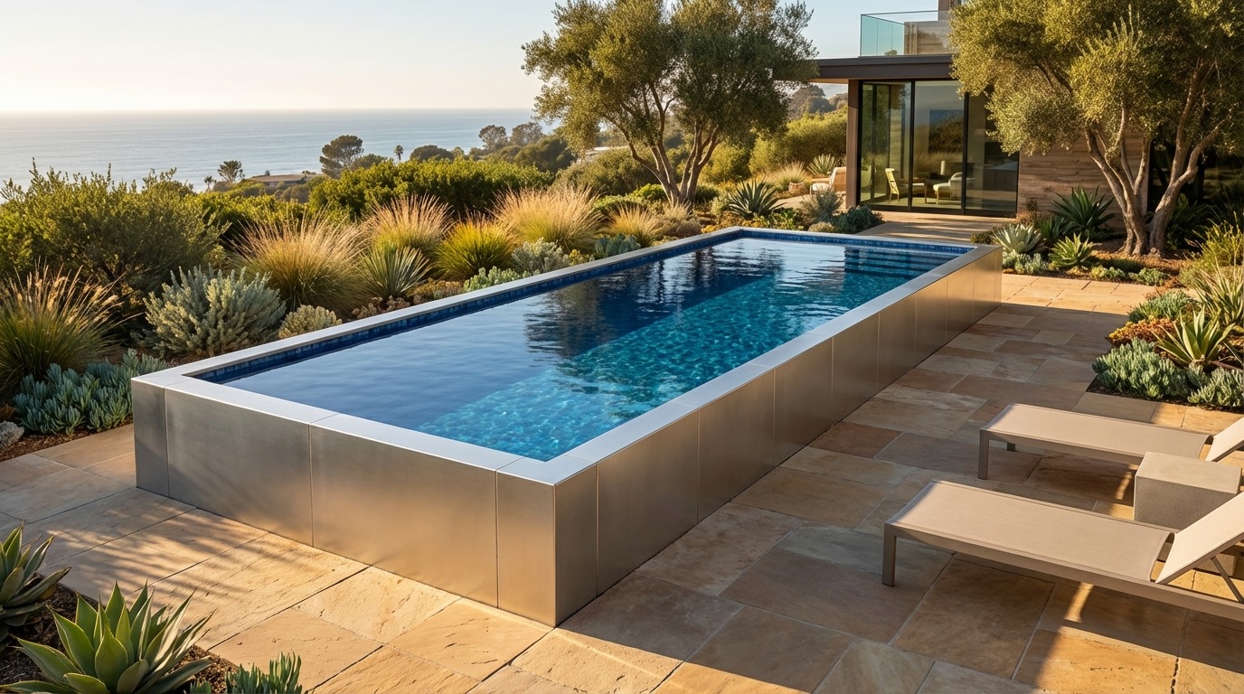 16 x 40 Platinum Silver Mystic Blue Architectural Pool