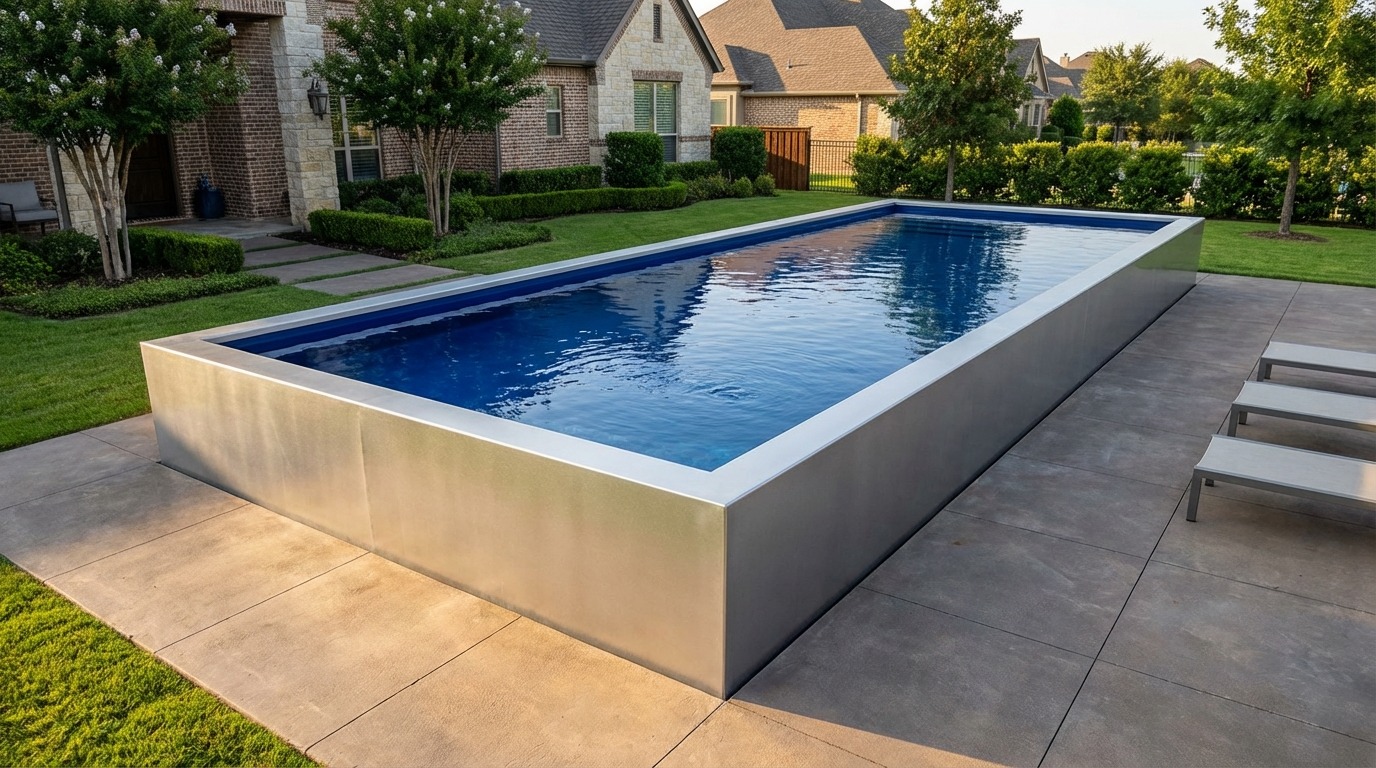 16 x 40 Platinum Silver Deep Sea Blue Architectural Pool