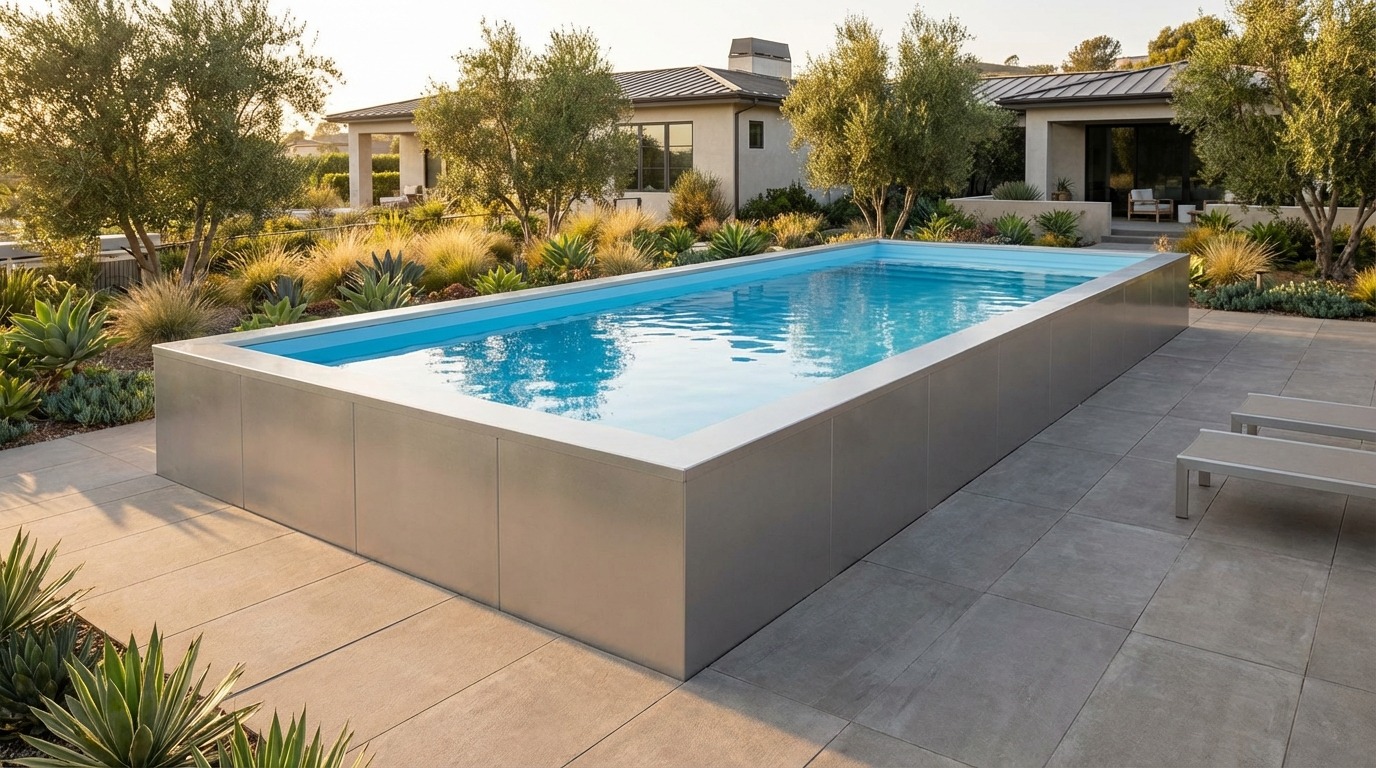 16 x 40 Platinum Silver Aqua Blue Architectural Pool