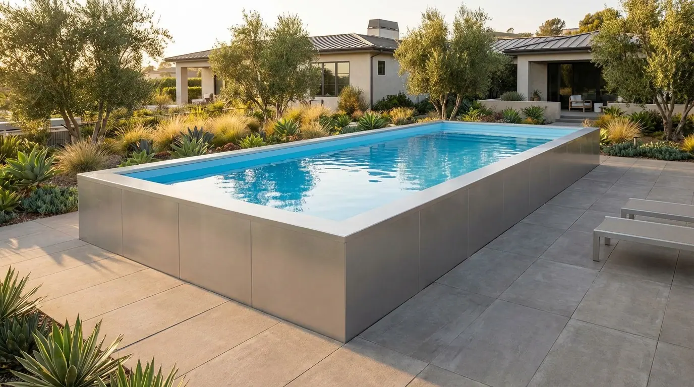 16 x 40 Platinum Silver Aqua Blue Architectural Pool