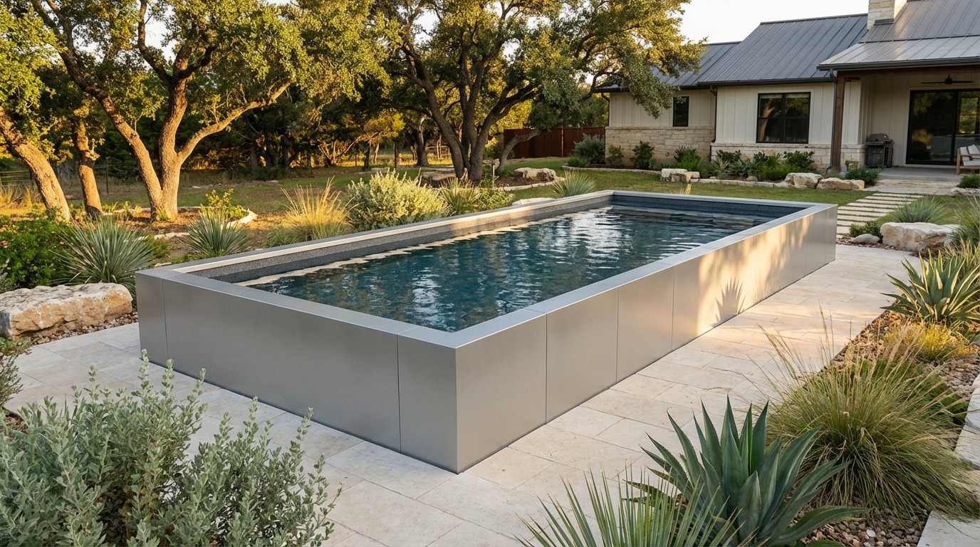16 x 40 Platinum Silver Titanium Stone Architectural Pool