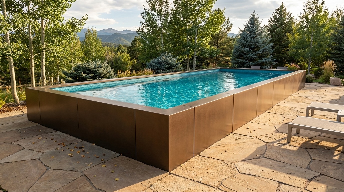 16 x 44 Canyon Bronze Blue Topaz Architectural Pool