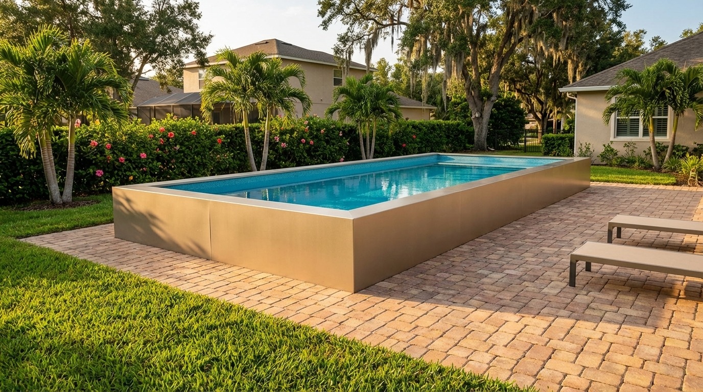 16 x 44 Champagne Mist Blue Topaz Architectural Pool