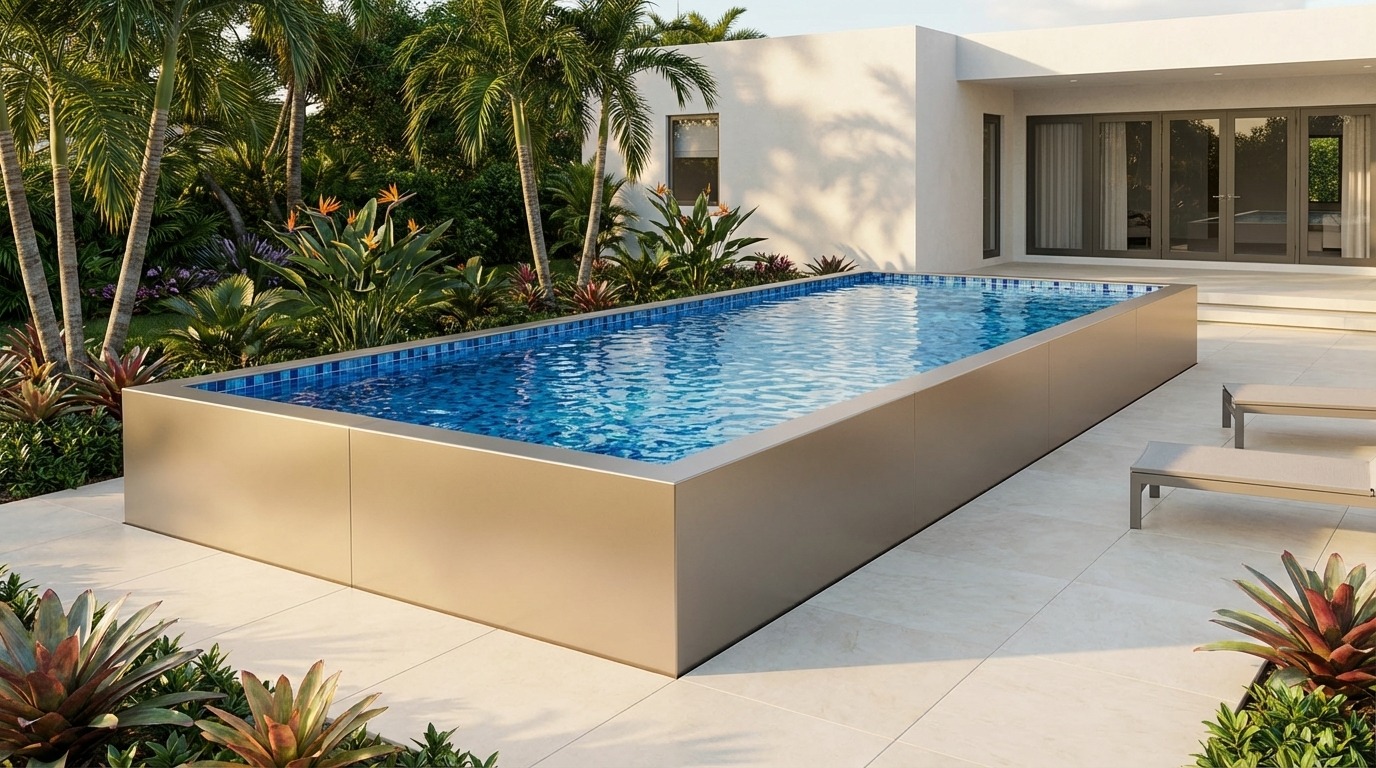 16 x 44 Champagne Mist Mystic Blue Architectural Pool