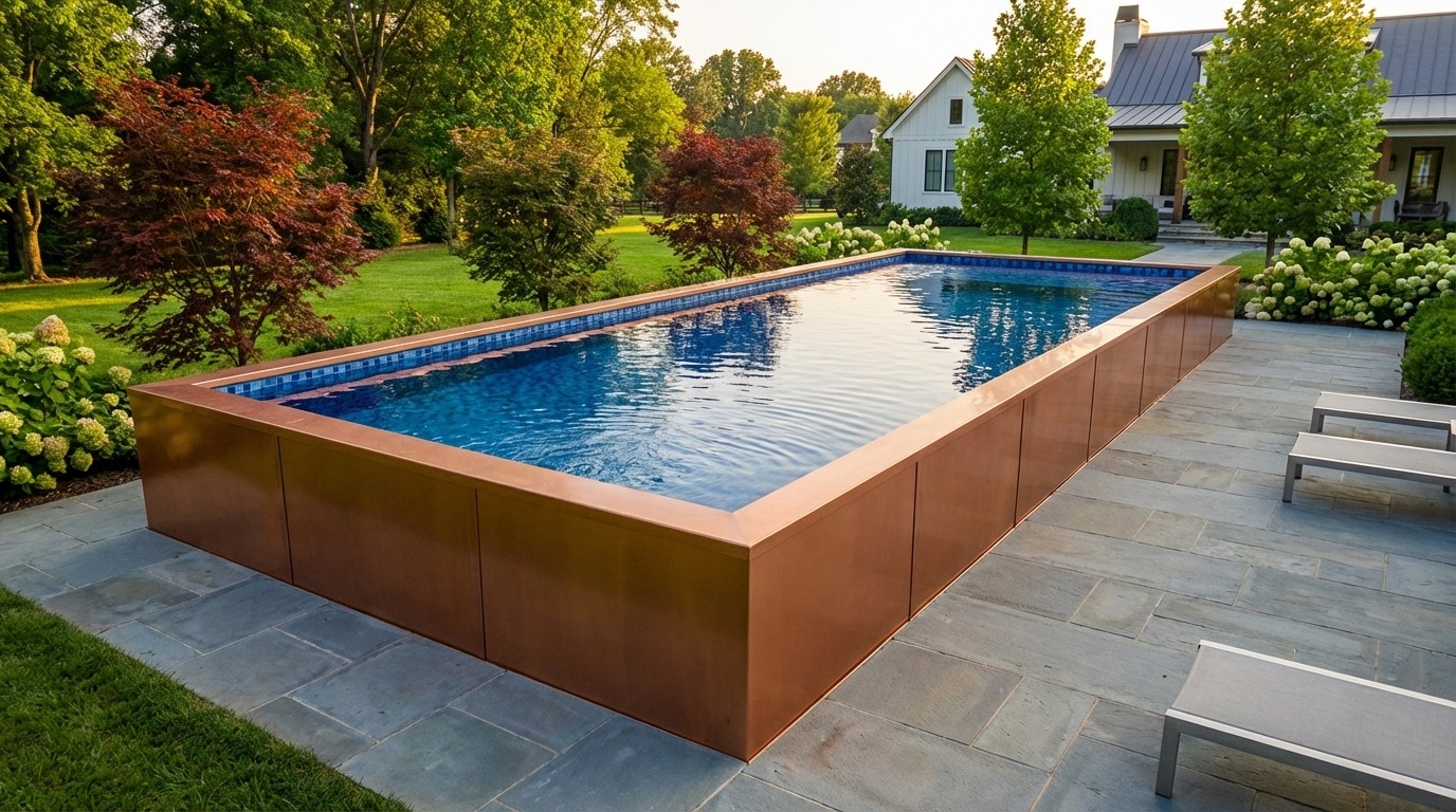 16 x 44 Espresso Copper Mystic Blue Architectural Pool