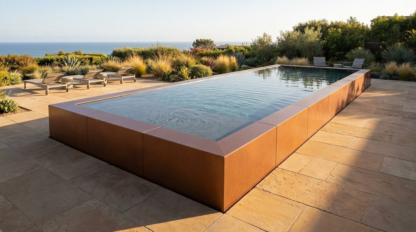 16 x 44 Espresso Copper Titanium Stone Architectural Pool