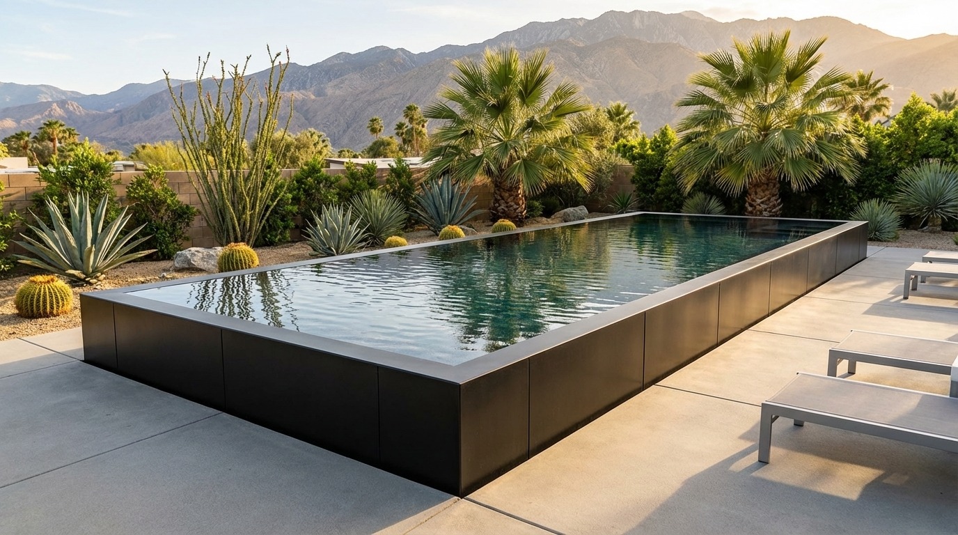 16 x 44 Midnight Black Titanium Stone Architectural Pool