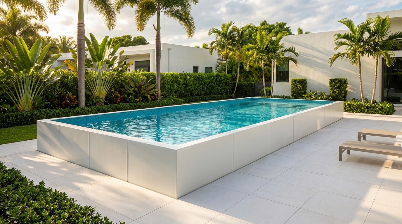 16 x 44 Alpine White Blue Topaz Architectural Pool