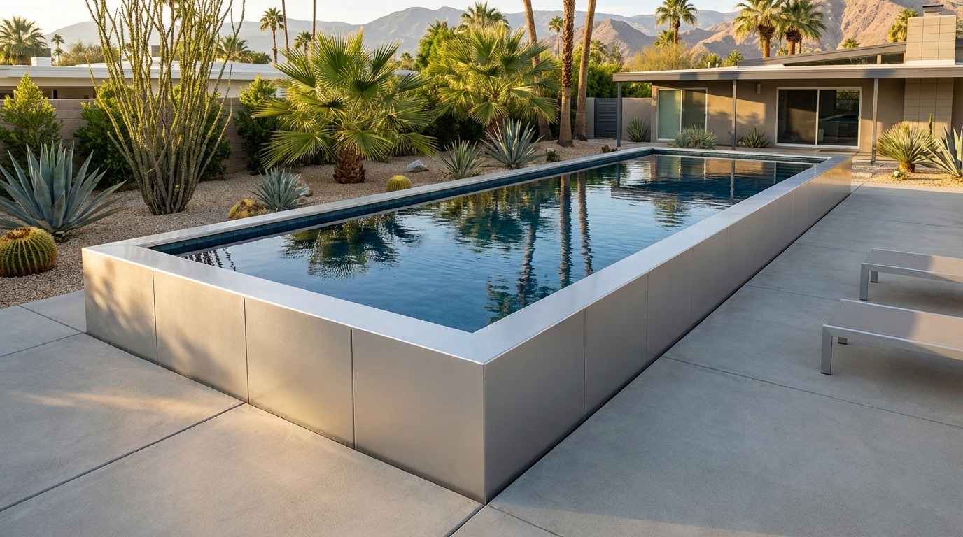 16 x 44 Platinum Silver Black Sapphire Architectural Pool