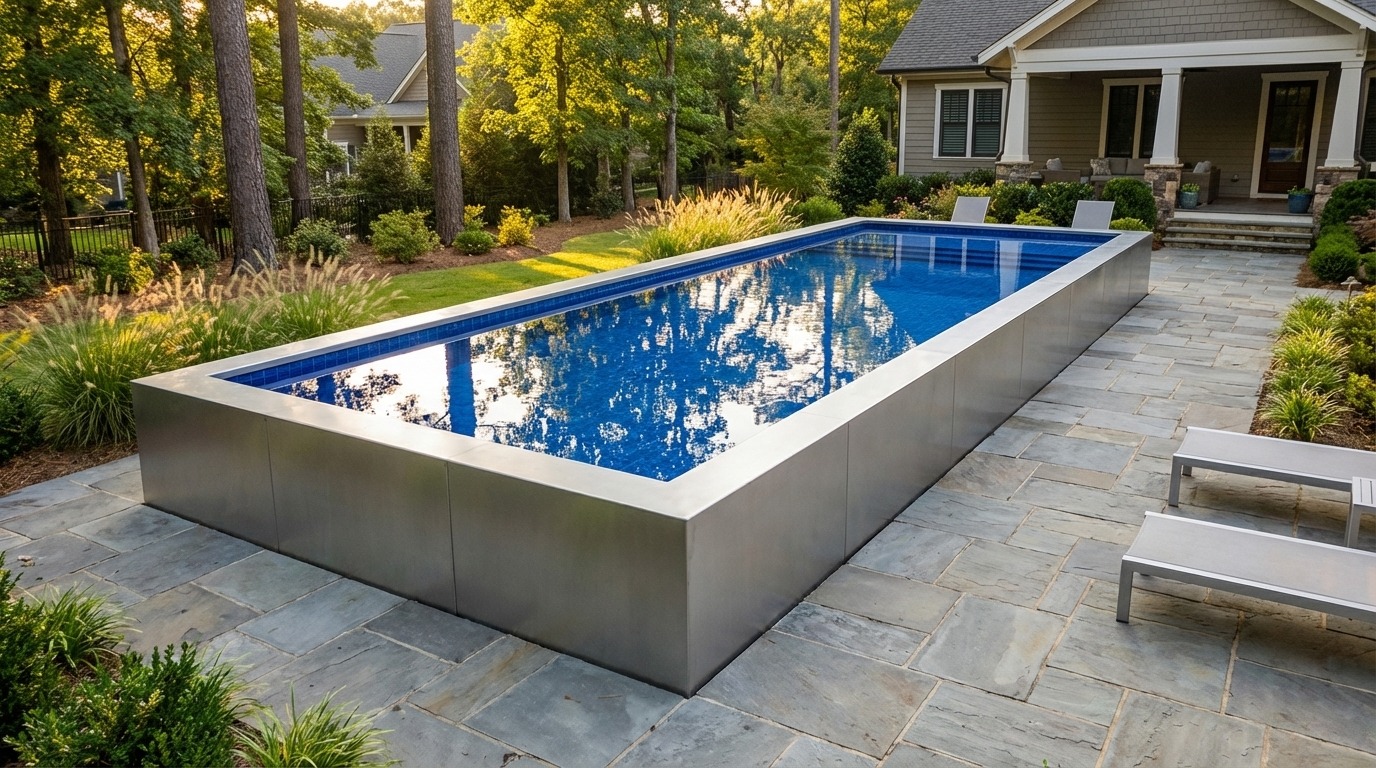 16 x 44 Platinum Silver Blue Matrix Architectural Pool