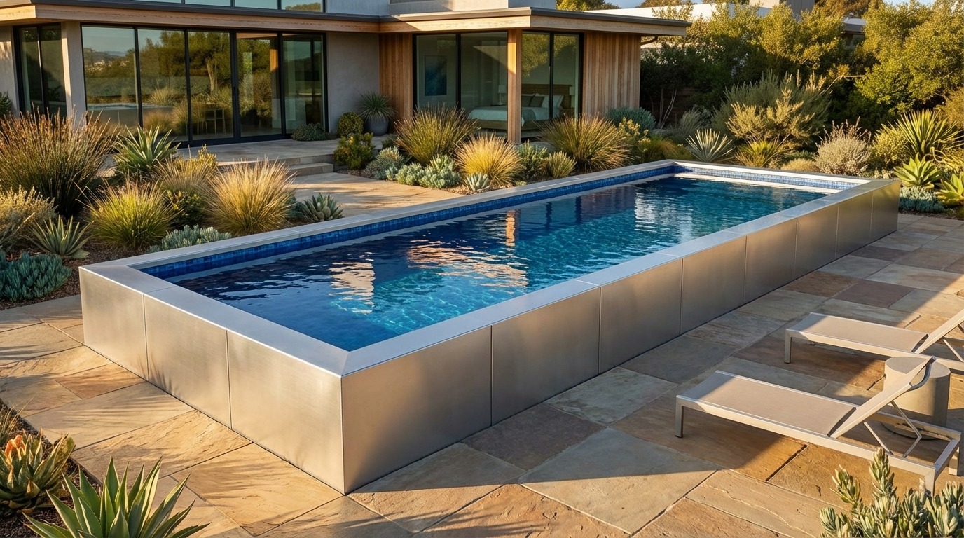 16 x 44 Platinum Silver Mystic Blue Architectural Pool