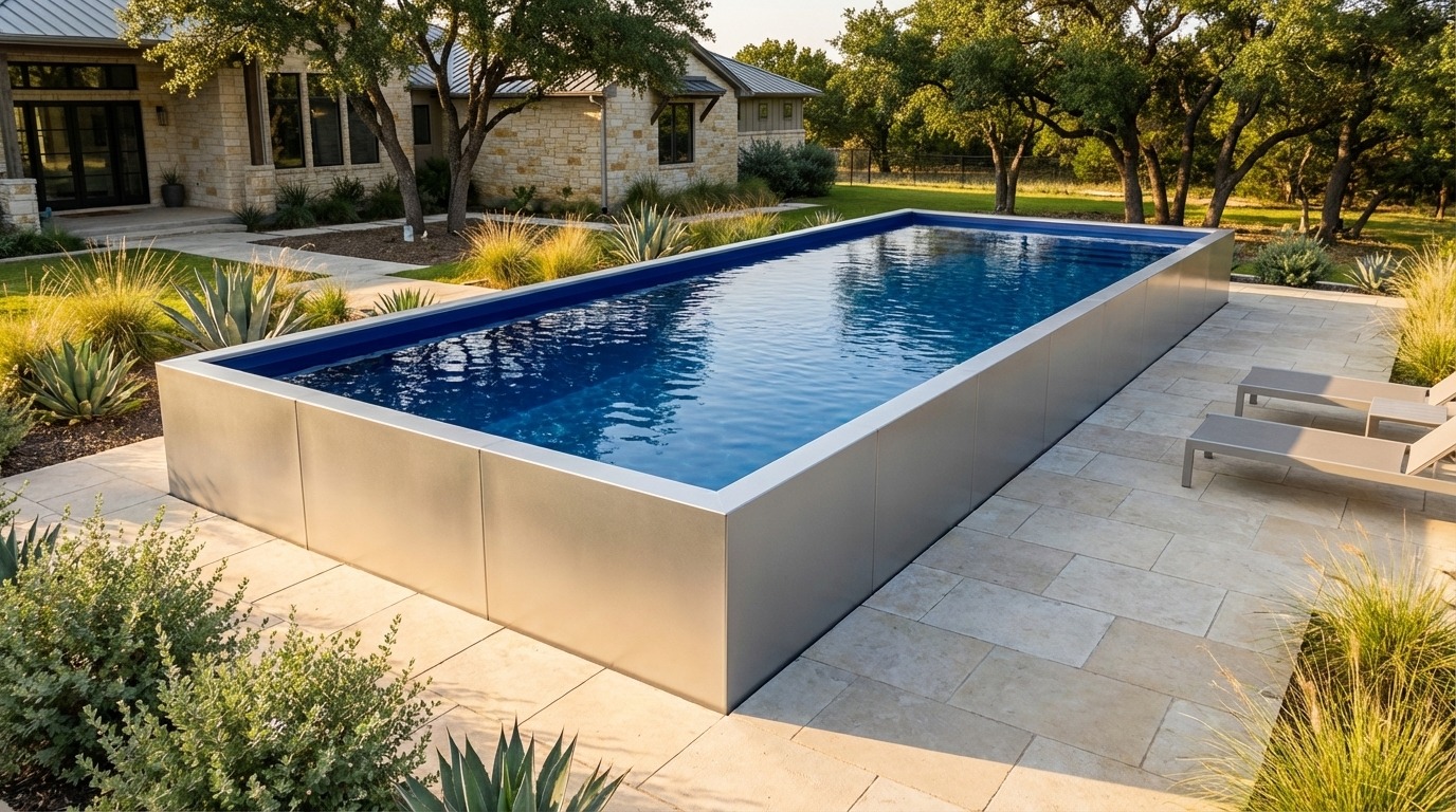 16 x 44 Platinum Silver Deep Sea Blue Architectural Pool