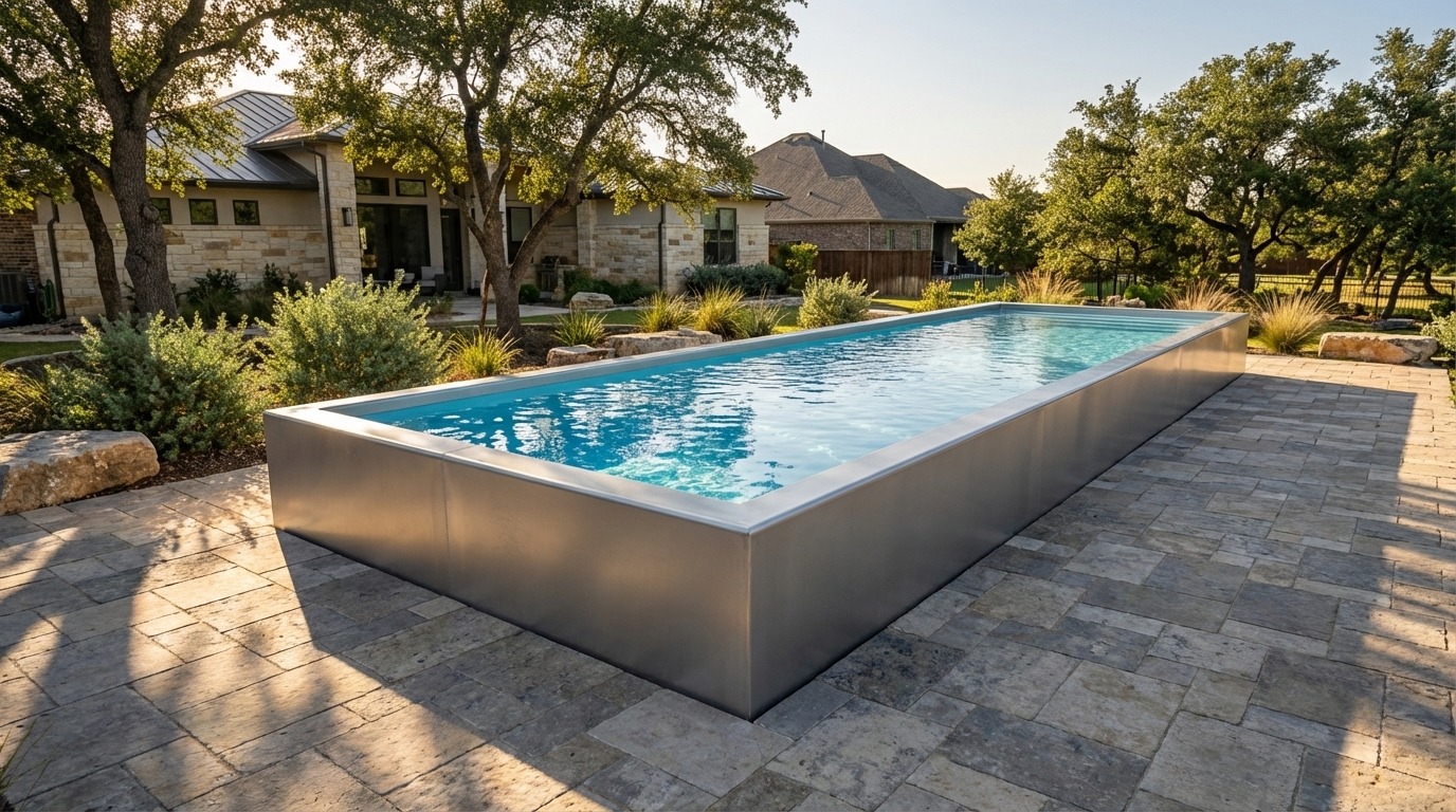 16 x 44 Platinum Silver Aqua Blue Architectural Pool