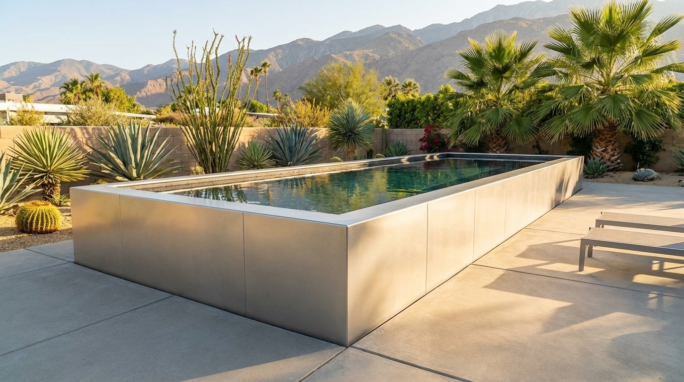 16 x 44 Platinum Silver Titanium Stone Architectural Pool