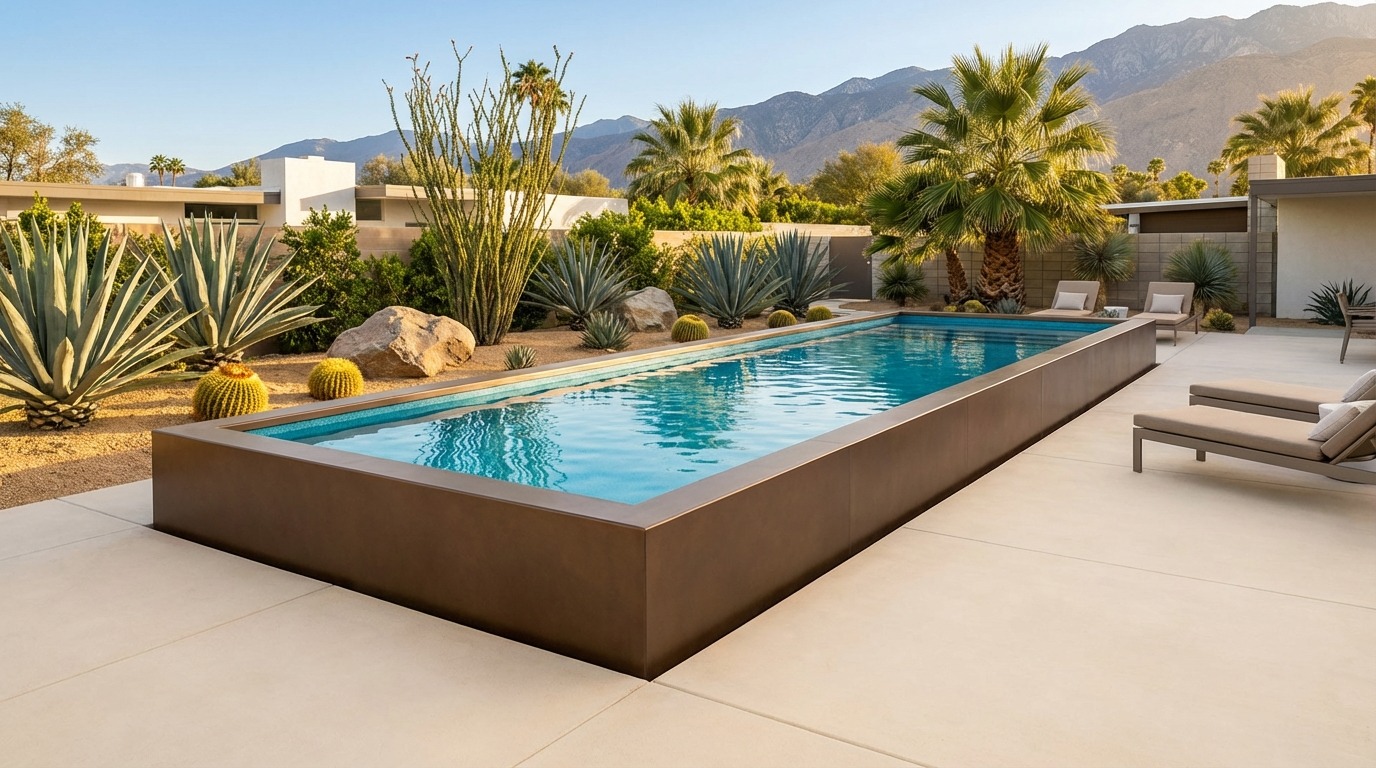 16 x 48 Canyon Bronze Blue Topaz Architectural Pool