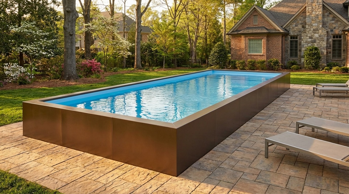 16 x 48 Canyon Bronze Aqua Blue Architectural Pool