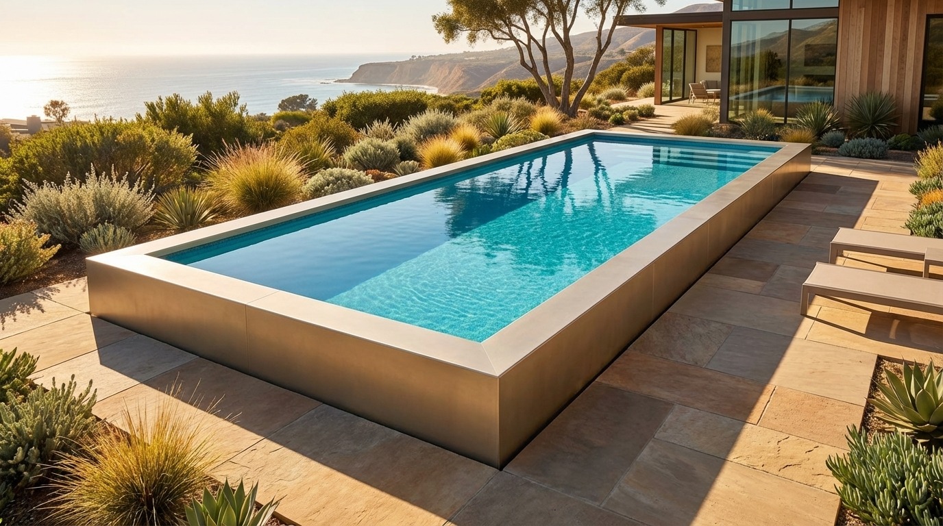 16 x 48 Champagne Mist Blue Topaz Architectural Pool