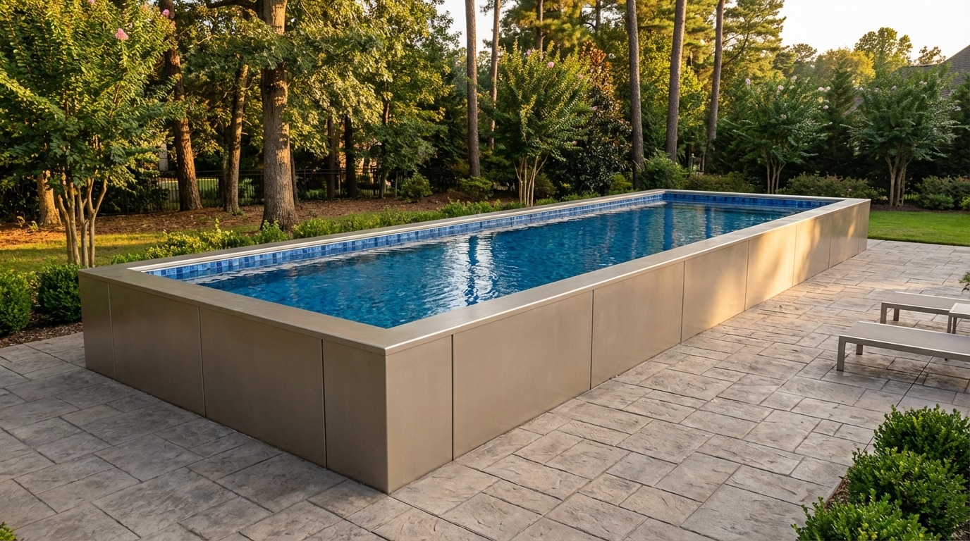 16 x 48 Champagne Mist Mystic Blue Architectural Pool