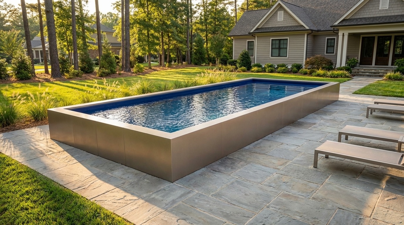 16 x 48 Champagne Mist Deep Sea Blue Architectural Pool