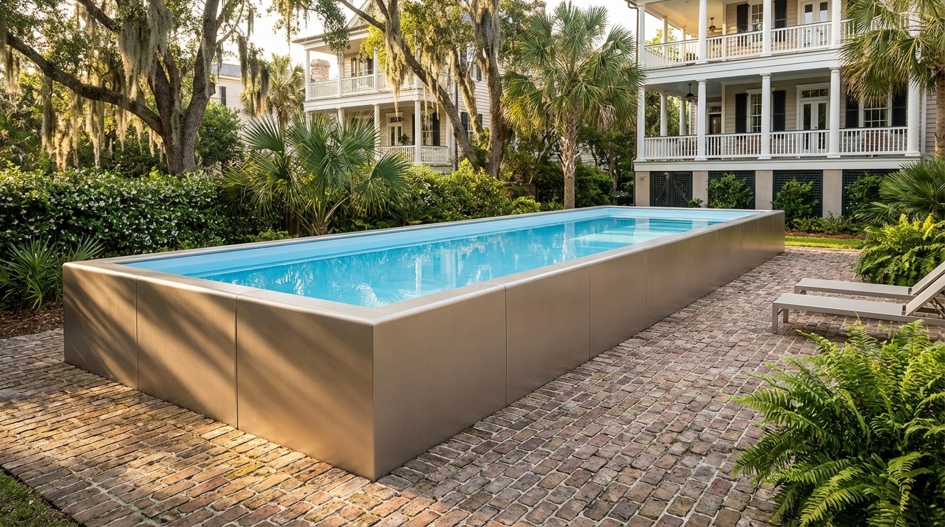 16 x 48 Champagne Mist Aqua Blue Architectural Pool