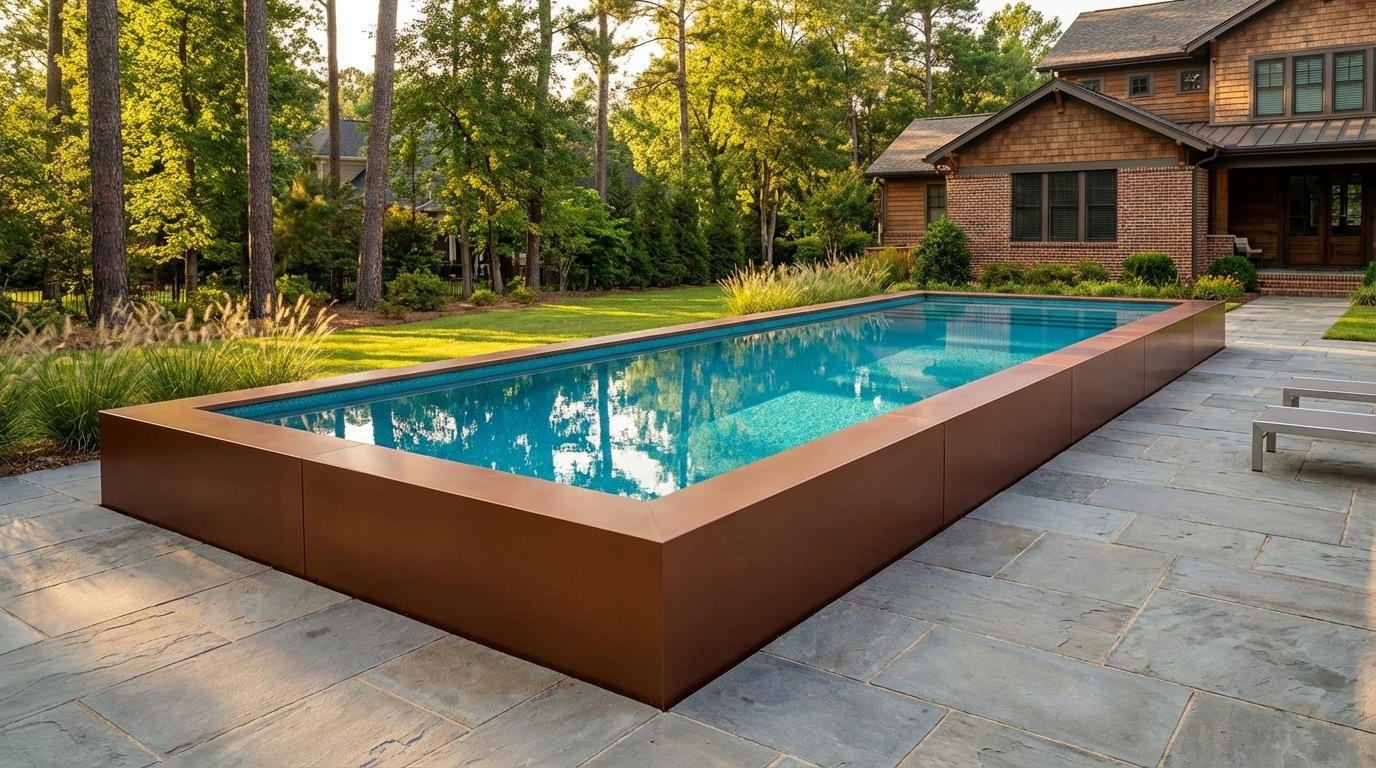 16 x 48 Espresso Copper Blue Topaz Architectural Pool