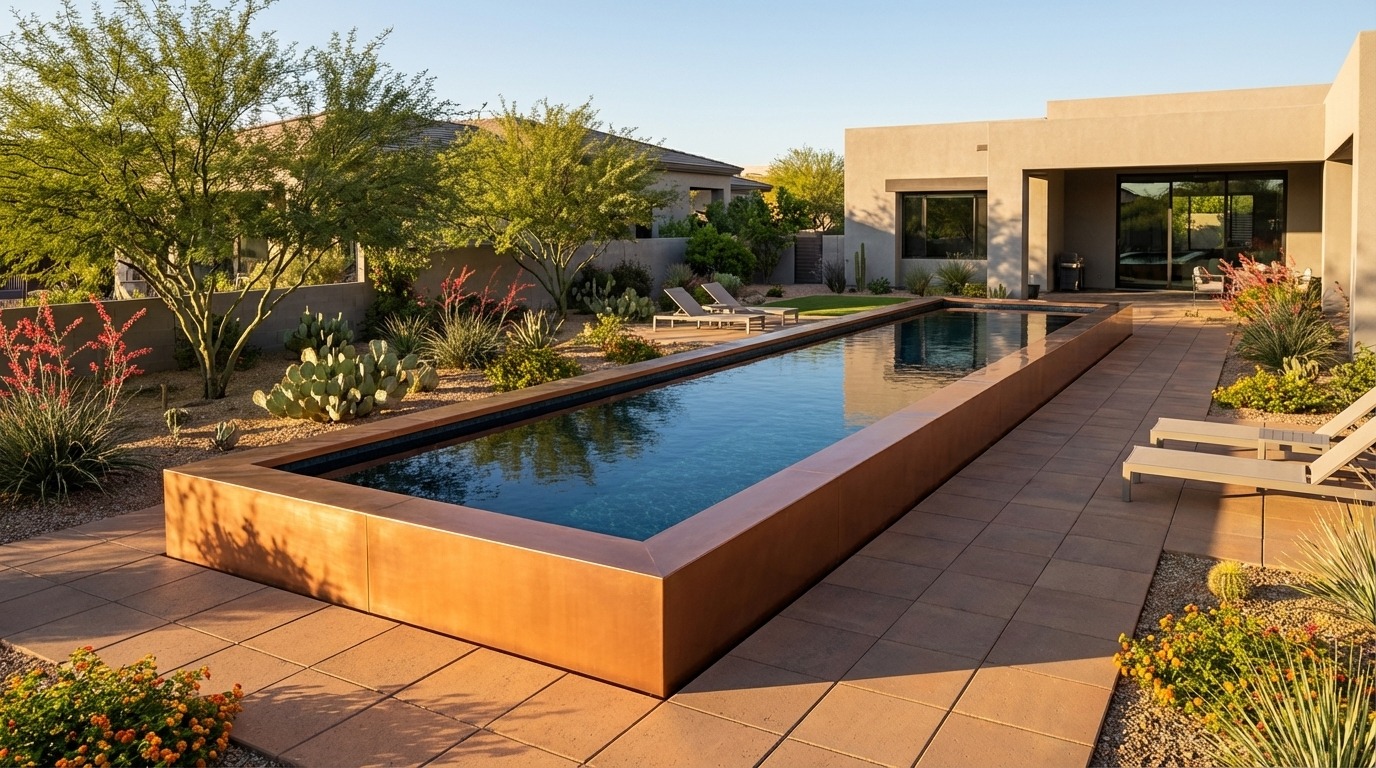 16 x 48 Espresso Copper Black Sapphire Architectural Pool