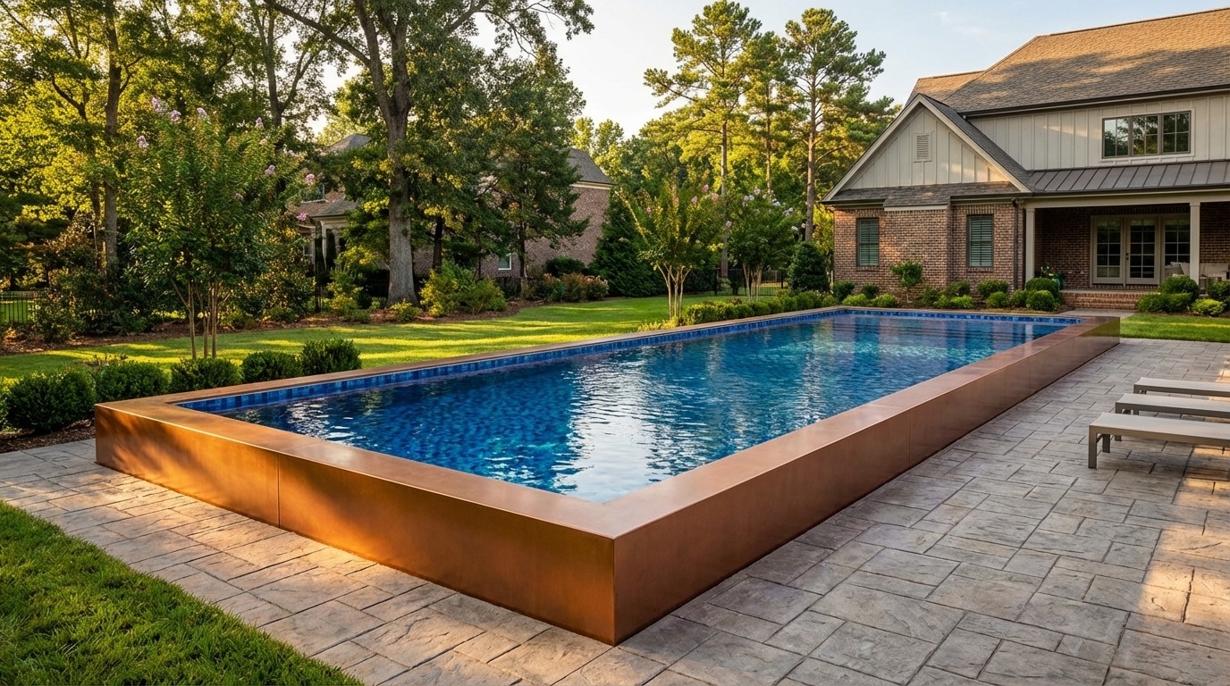 16 x 48 Espresso Copper Mystic Blue Architectural Pool