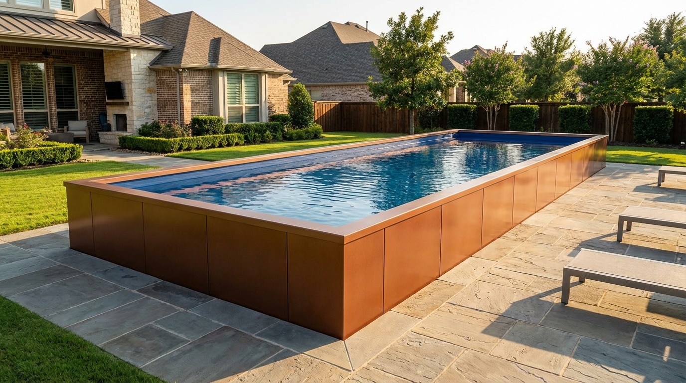 16 x 48 Espresso Copper Deep Sea Blue Architectural Pool