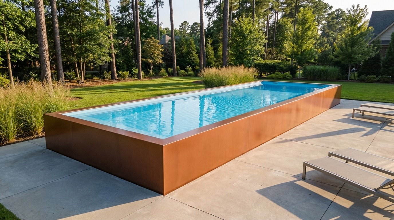 16 x 48 Espresso Copper Aqua Blue Architectural Pool