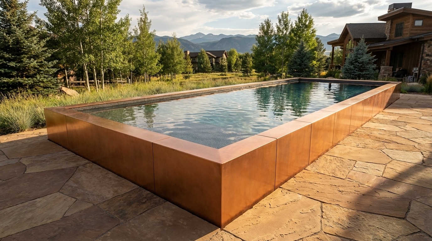 16 x 48 Espresso Copper Titanium Stone Architectural Pool