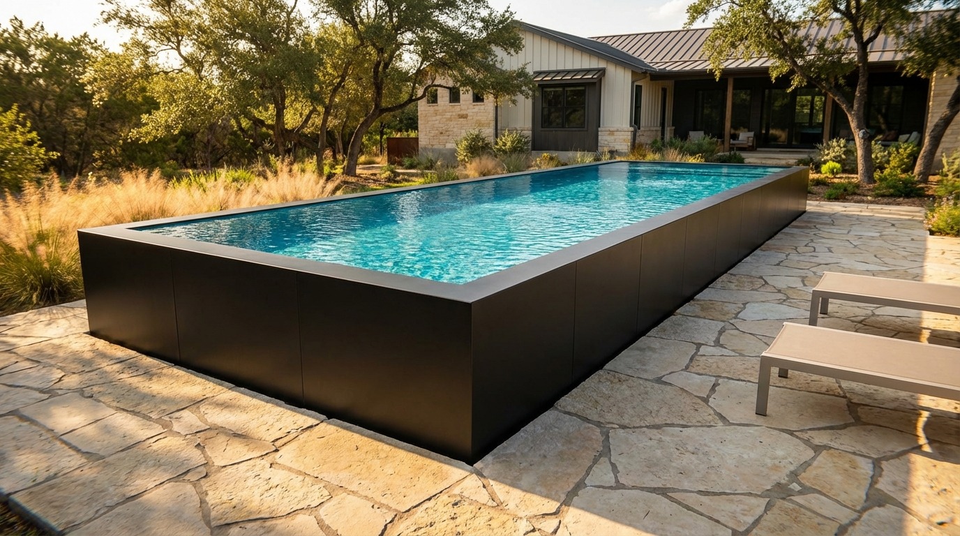 16 x 48 Midnight Black Blue Topaz Architectural Pool