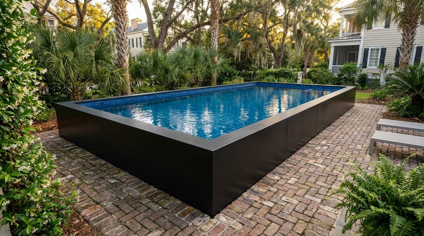 16 x 48 Midnight Black Mystic Blue Architectural Pool