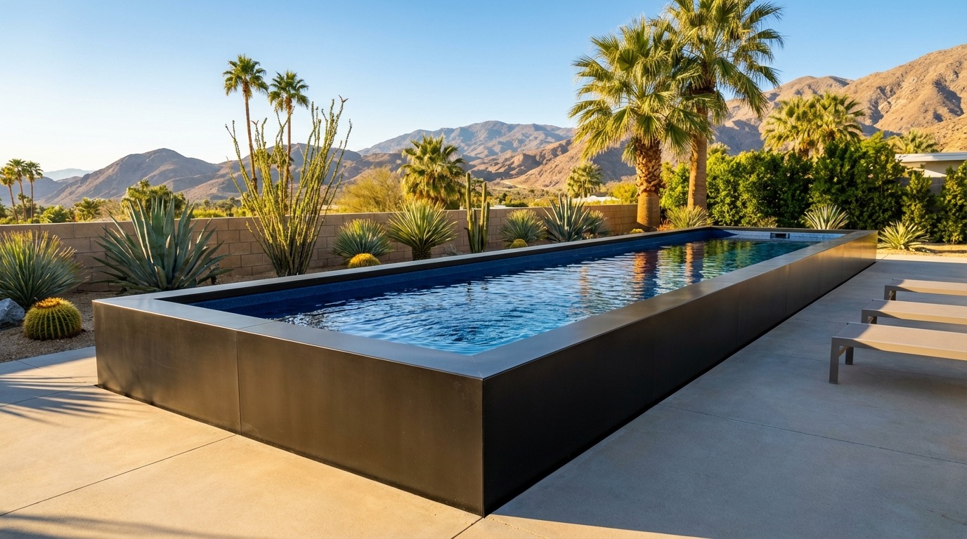 16 x 48 Midnight Black Deep Sea Blue Architectural Pool