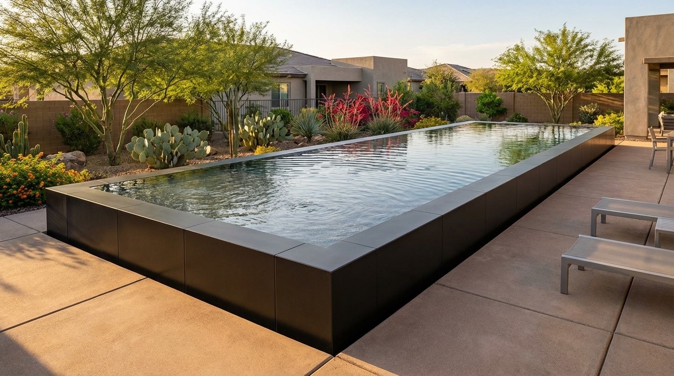 16 x 48 Midnight Black Titanium Stone Architectural Pool