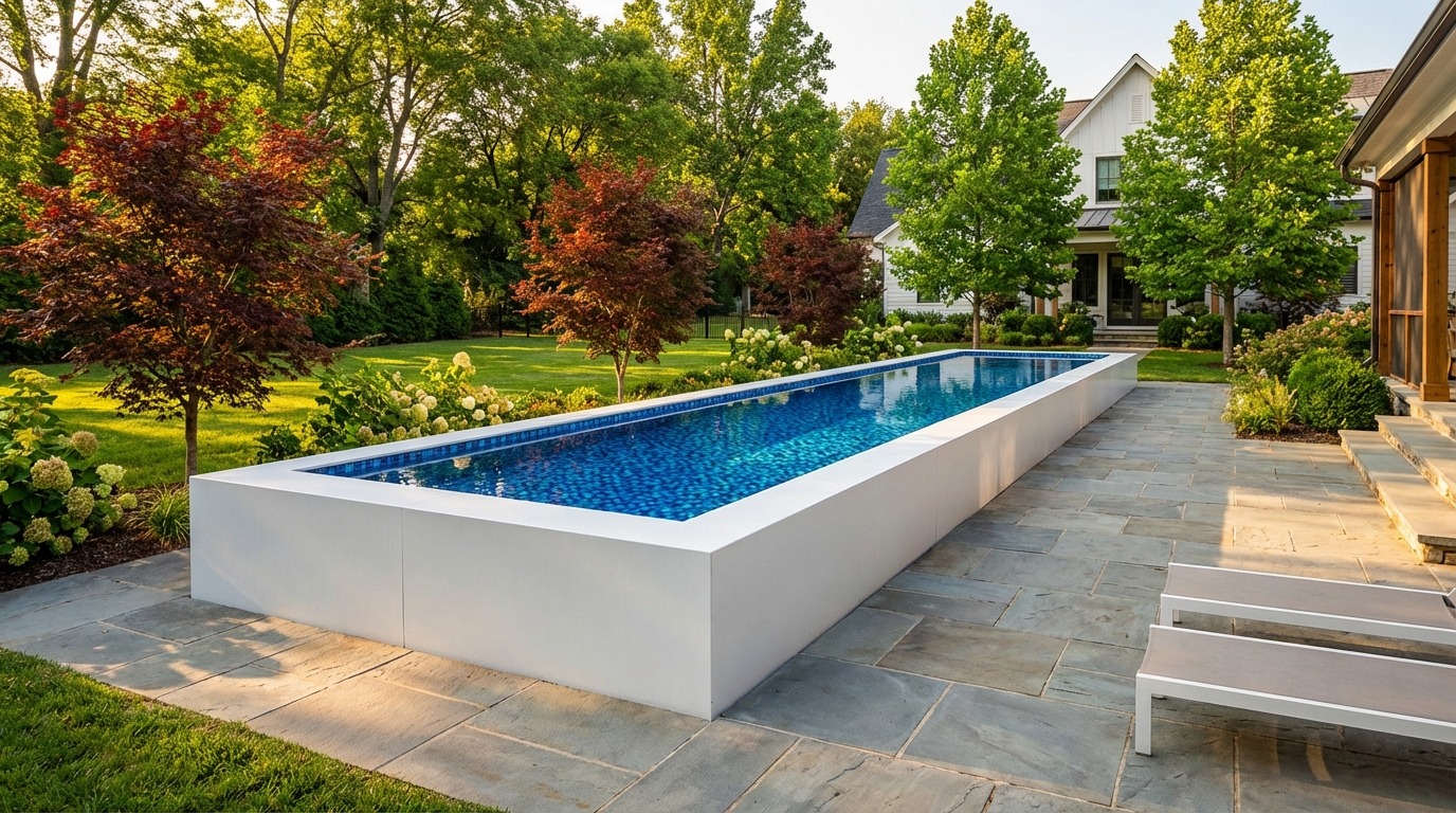 16 x 48 Alpine White Mystic Blue Architectural Pool