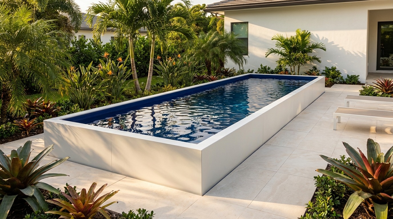 16 x 48 Alpine White Deep Sea Blue Architectural Pool