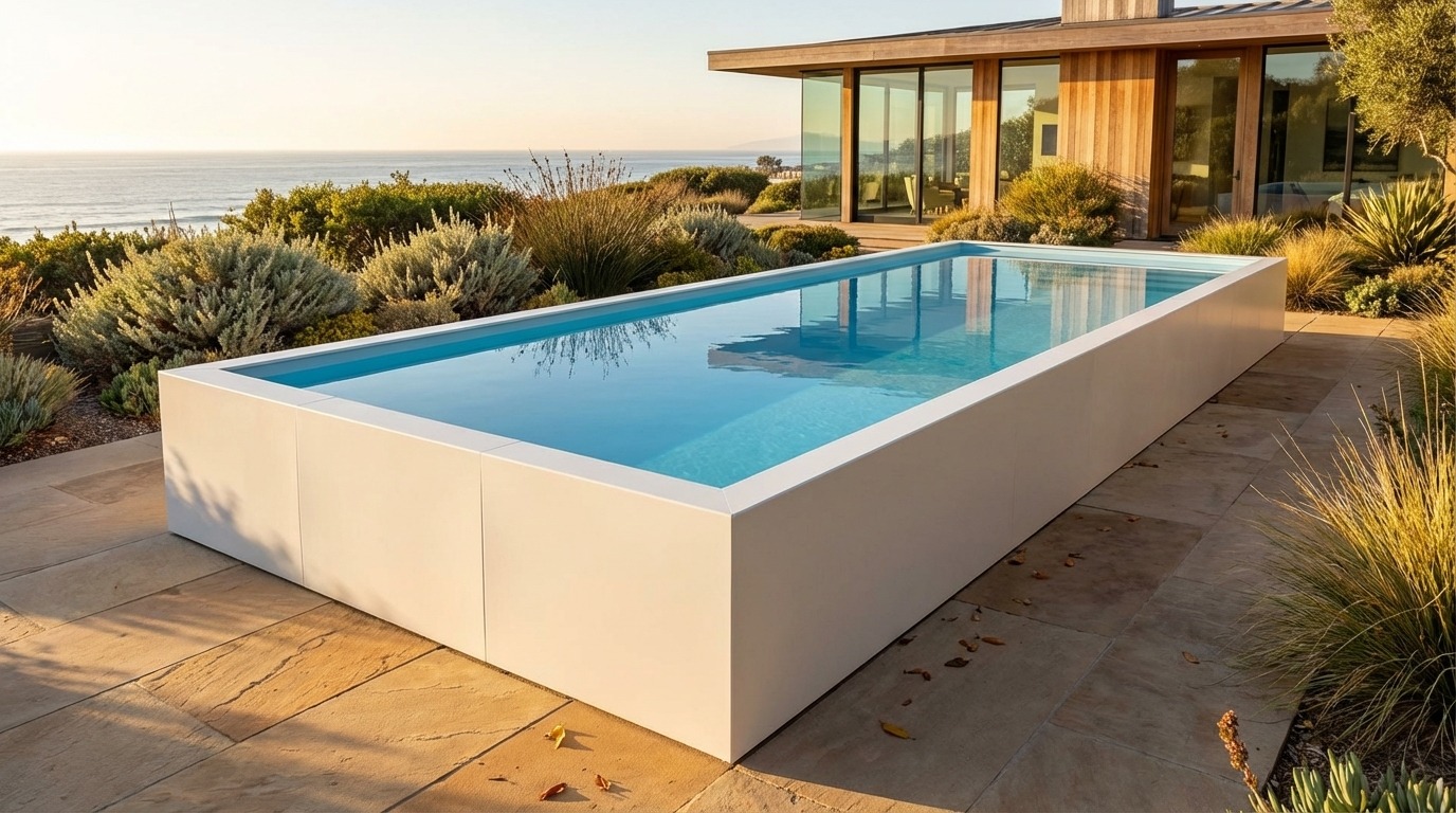 16 x 48 Alpine White Aqua Blue Architectural Pool