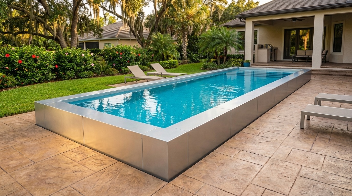 16 x 48 Platinum Silver Blue Topaz Architectural Pool