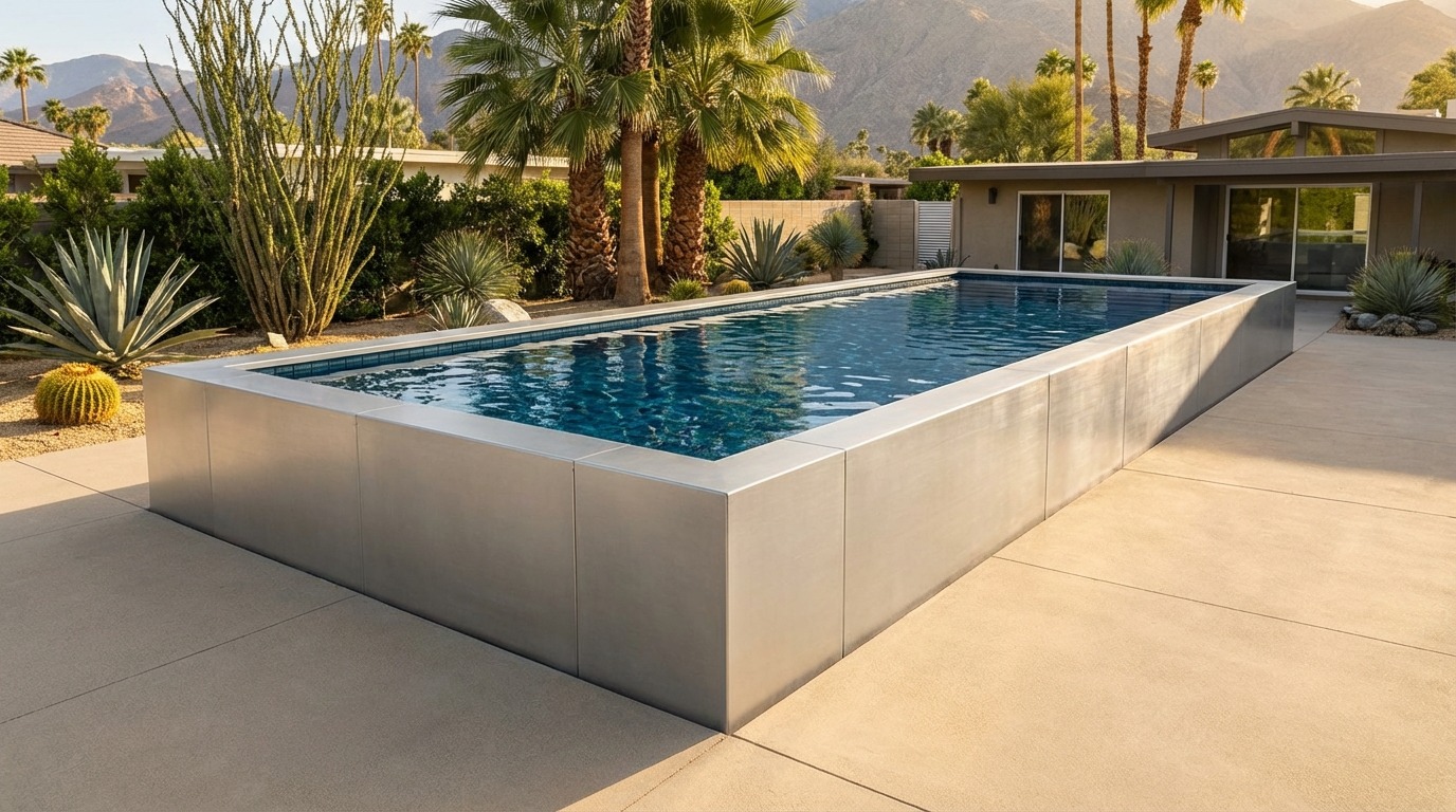 16 x 48 Platinum Silver Black Sapphire Architectural Pool
