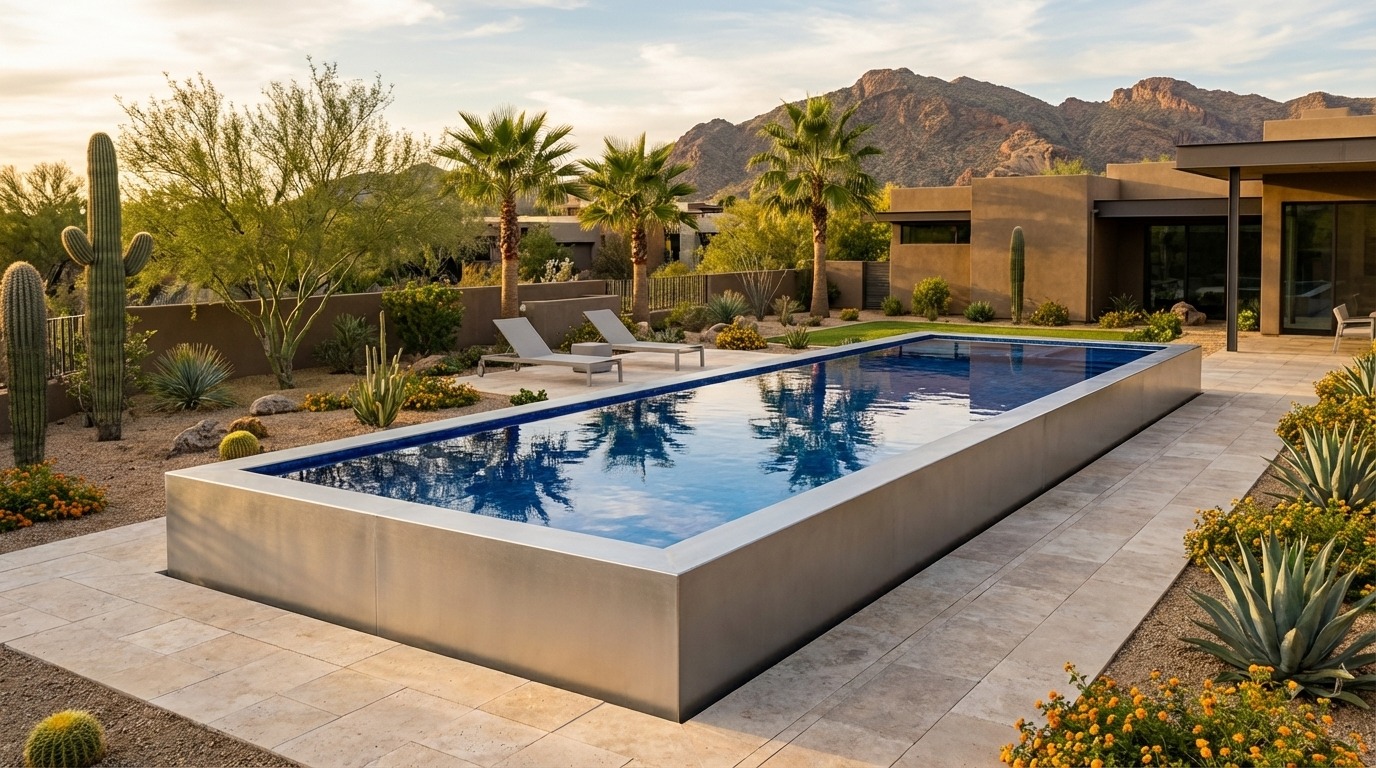 16 x 48 Platinum Silver Blue Matrix Architectural Pool